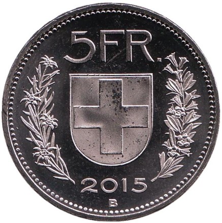 Монета 5 франков. 2015 год, Швейцария. UNC. Вильгельм Телль.