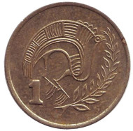Монета 1 цент. 1983 год, Кипр. Птица.