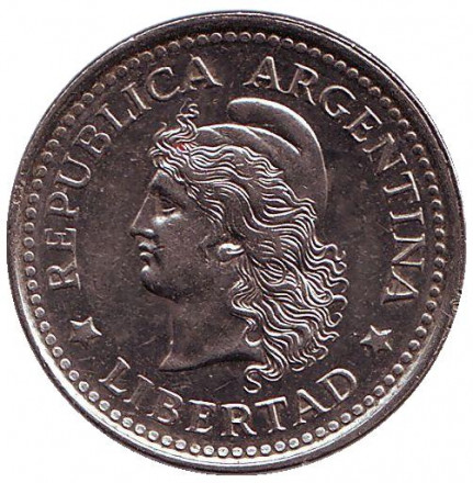 Монета 50 сентаво. 1958 год, Аргентина. Монета 50 сентаво. 1958 год, Аргентина.