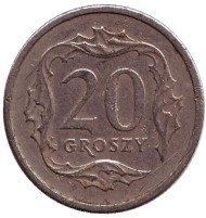 Монета 20 грошей. 1990 год, Польша. Монета 20 грошей. 1990 год, Польша.