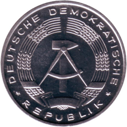 Монета 10 пфеннигов. 1980 год, ГДР. BU.