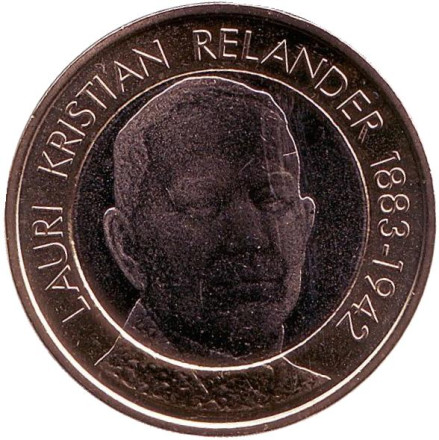 Монета 5 евро. 2016 год, Финляндия. Лаури Кристиан Реландер.