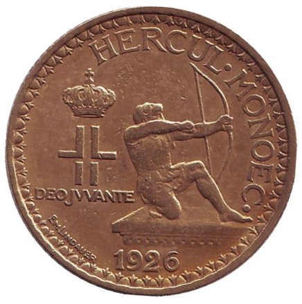 Монако 2 франка. 1926 год, Монако. Монако 2 франка. 1926 год, Монако.
