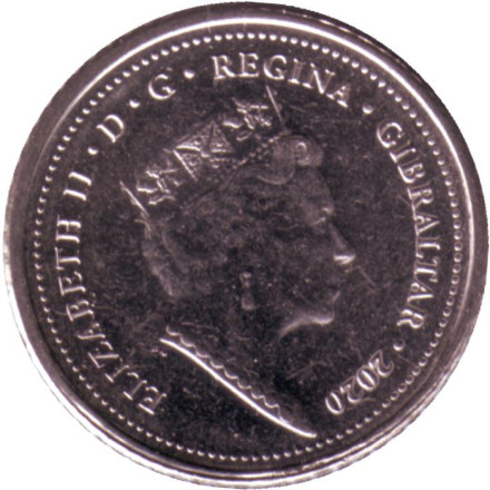 Монета 5 пенсов. 2020 год, Гибралтар. Мост.