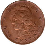 Монета 2 сентаво. 1891 год, Аргентина. Монета 2 сентаво. 1891 год, Аргентина.