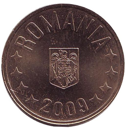Монета 50 бани. 2009 год, Румыния. UNC. Монета 50 бани. 2009 год, Румыния. UNC.