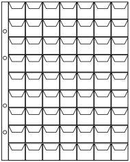 Лист для монет, с клапанами, на 63 ячейки. Формат "Optima" (Оптима), производство Россия. Лист для монет, с клапанами, на 63 ячейки. Формат "Optima" (Оптима), производство Россия.