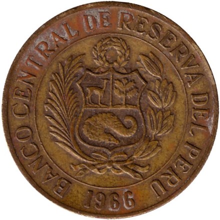 Монета 1 соль. 1966 год, Перу. Лама. Монета 1 соль. 1966 год, Перу. Лама.