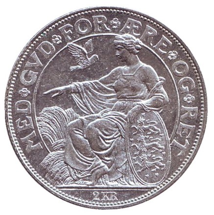 Монета 2 кроны. 1903 год, Дания. 40 лет правления. Король Кристиан IX.