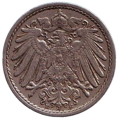 Монета 5 пфеннигов. 1914 год (E), Германская империя.