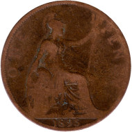 Монета 1 пенни. 1895 год, Великобритания. Монета 1 пенни. 1895 год, Великобритания.