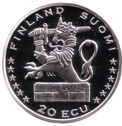 Монета 20 экю. 1996 год, Финляндия. Порт Ганза. Монета 20 экю. 1996 год, Финляндия. Порт Ганза.