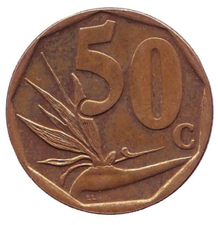 Монета 50 центов. 2014 год, ЮАР. Стрелитция.