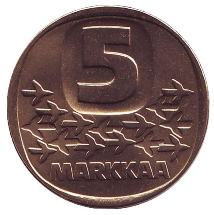 Монета 5 марок. 1992 год, Финляндия. UNC. Ледокол Урхо. Монета 5 марок. 1992 год, Финляндия. UNC. Ледокол Урхо.
