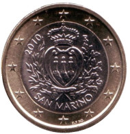 Монета 1 евро. 2010 год, Сан-Марино. Монета 1 евро. 2010 год, Сан-Марино.