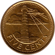 Монета 5 центов. 2018 год, Барбадос. Маяк. Монета 5 центов. 2018 год, Барбадос. Маяк.