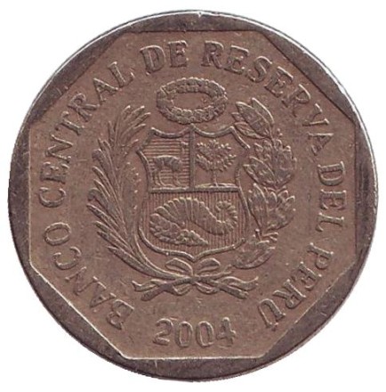 Монета 50 сентимов. 2004 год, Перу.