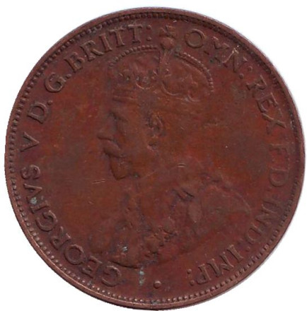 Монета 1/2 пенни. 1927 год, Австралия.