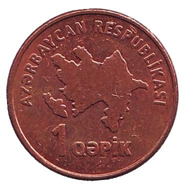 Монета 1 гяпик. 2006 год, Азербайджан. Из обращения. Национальные музыкальные инструменты.