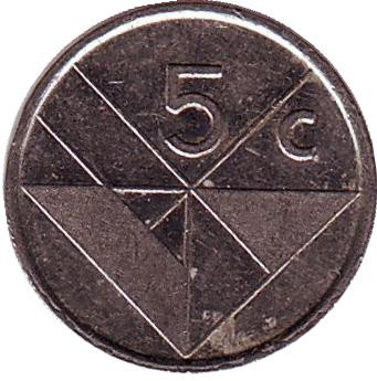 Монета 5 центов. 1991 год, Аруба.