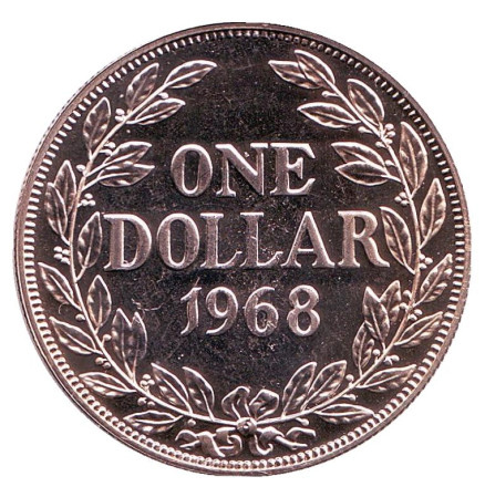 Монета 1 доллар. 1968 год, Либерия.
