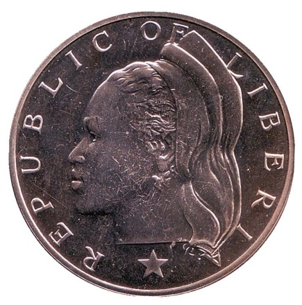Монета 1 доллар. 1968 год, Либерия.