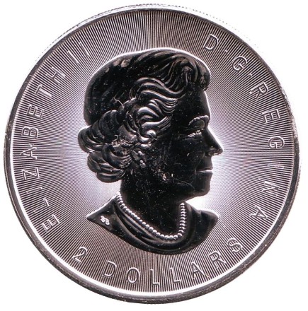 Монета 2 доллара. 2017 год, Канада. Серый волк. Вой волков.