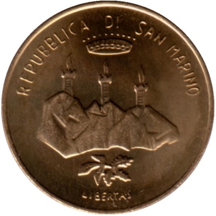 Монета 20 лир. 1986 год, Сан-Марино. Компьютеризация.