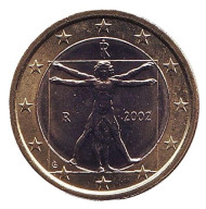 Монета 1 евро. 2002 год, Италия. Монета 1 евро. 2002 год, Италия.