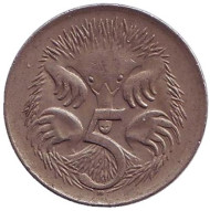 Монета 5 центов. 1967 год, Австралия. Ехидна. Монета 5 центов. 1967 год, Австралия. Ехидна.