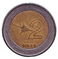 Монета 2 новых соля. 2006 год, Перу. Монета 2 новых соля. 2006 год, Перу.