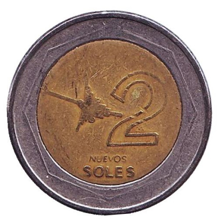 Монета 2 новых соля. 2006 год, Перу.
