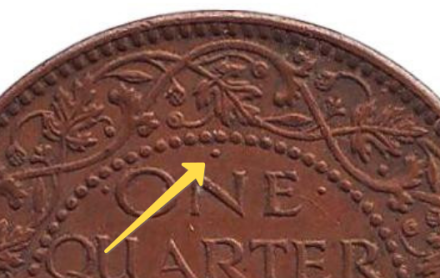 Монета 1/4 анны. 1940 год, Индия Британская. (Отметка над "ONE": "•" - Бомбей, Лилии на короне не пересекают полудугу). Монета 1/4 анны. 1940 год, Индия Британская. (Отметка над "ONE": "•" - Бомбей, Лилии на короне не пересекают полудугу).