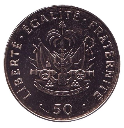 Монета 50 сантимов. 1995 год, Гаити. Шарлемань Перальт - национальный герой.