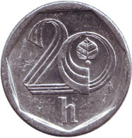 Монета 20 геллеров. 1998 год, Чехия. Монета 20 геллеров. 1998 год, Чехия.