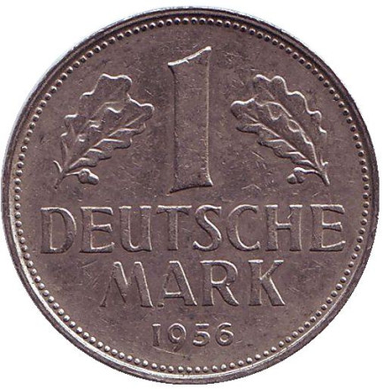 Монета 1 марка. 1956 год (J), ФРГ.