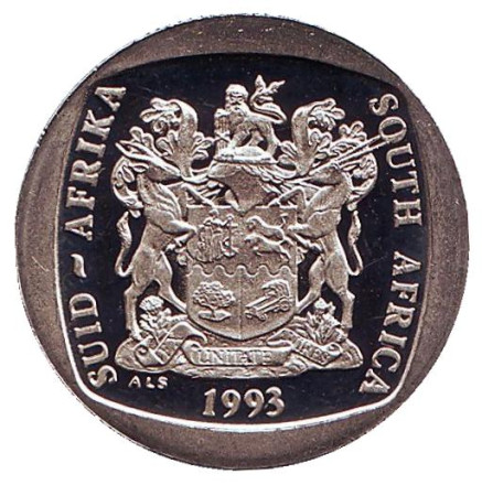 Монета 2 ранда. 1993 год, ЮАР. Proof. Антилопа.