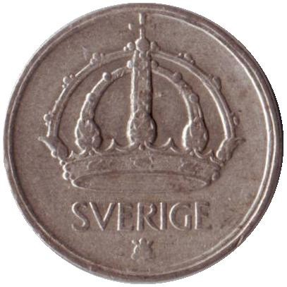 Монета 25 эре. 1943 год, Швеция. Монета 25 эре. 1943 год, Швеция.