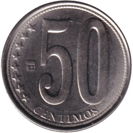 Монета 50 сентимо. 2010 год, Венесуэла. 70 лет банку Венесуэлы. Монета 50 сентимо. 2010 год, Венесуэла. 70 лет банку Венесуэлы.