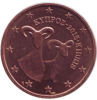 Монета 2 цента. 2015 год, Кипр. Монета 2 цента. 2015 год, Кипр.
