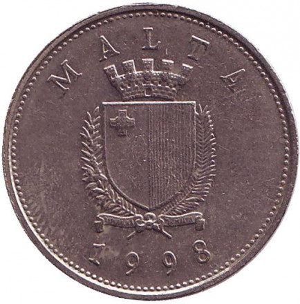 Монета 25 центов. 1998 год, Мальта. Цветы.