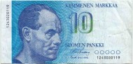 Банкнота 10 марок. 1986 год, Финляндия. Пааво Нурми. P-113a(9). Банкнота 10 марок. 1986 год, Финляндия. Пааво Нурми. P-113a(9).