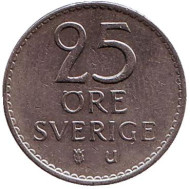Монета 25 эре. 1963 год, Швеция. Монета 25 эре. 1963 год, Швеция.