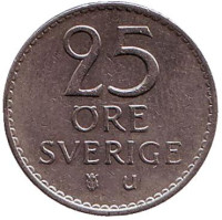 Монета 25 эре. 1963 год, Швеция.