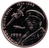 Монета 50 пенсов. 1999 год, Тристан-да-Кунья. Уинстон Черчилль. Монета 50 пенсов. 1999 год, Тристан-да-Кунья. Уинстон Черчилль.