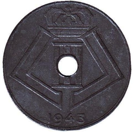Монета 10 сантимов. 1943 год, Бельгия (Belgie-Belgique).