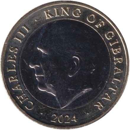 Монета 2 фунта. 2024 год, Гибралтар. Рождество.