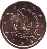 Монета 20 центов. 2010 год, Кипр.