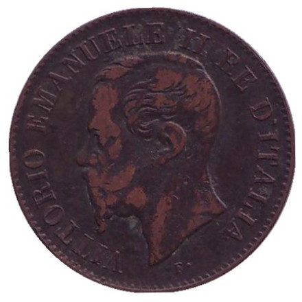 Монета 2 чентезимо. 1867 год, Италия. (M). Монета 2 чентезимо. 1867 год, Италия. (M).
