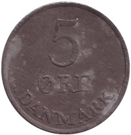 Монета 5 эре. 1964 год, Дания. (Цинк). Монета 5 эре. 1964 год, Дания. (Цинк).